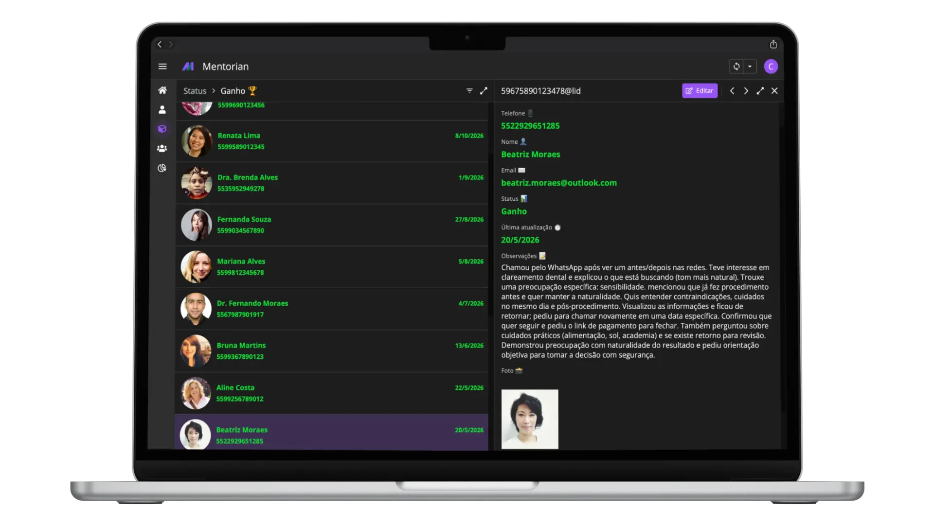 Mentorian Desktop - Status View