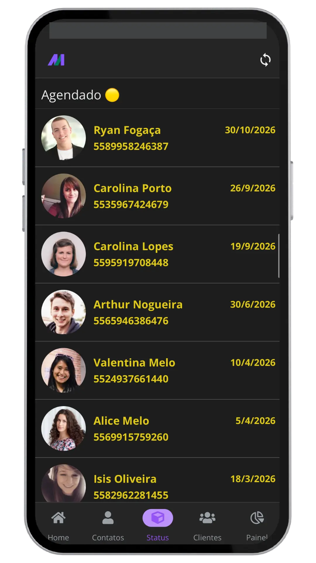 Mockup App – Status View